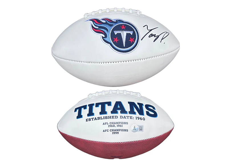 Tony Pollard Signed Tennessee Titans Rawlings Football Logo Beckett