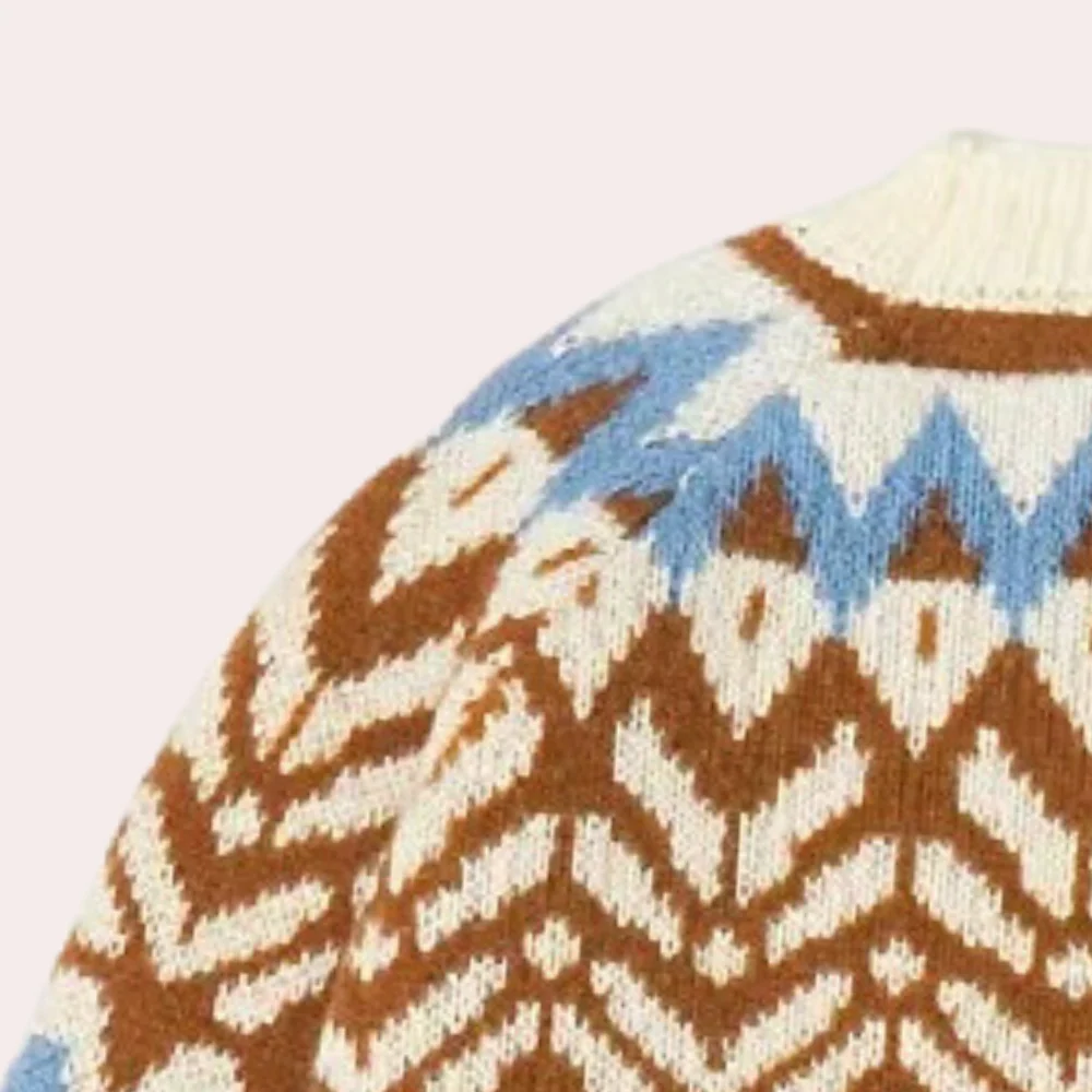 Moderne Oversize Striktr?je til Kvinder med Unikt M?nster