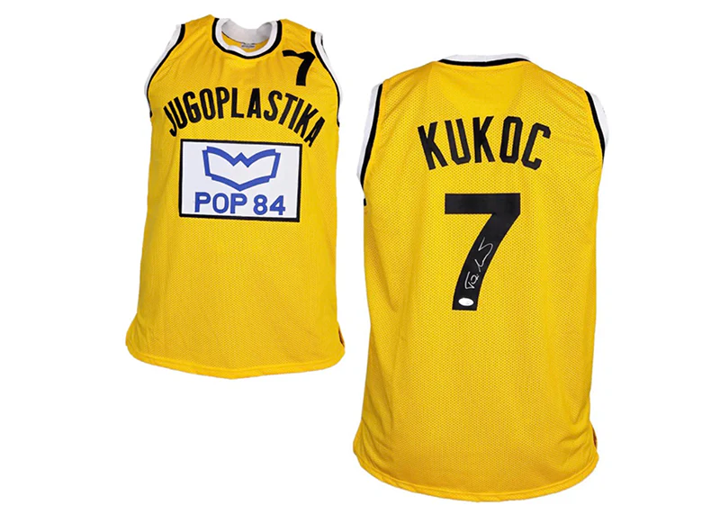 Toni Kukoc Signed Custom Yellow Basketball Jersey JSA
