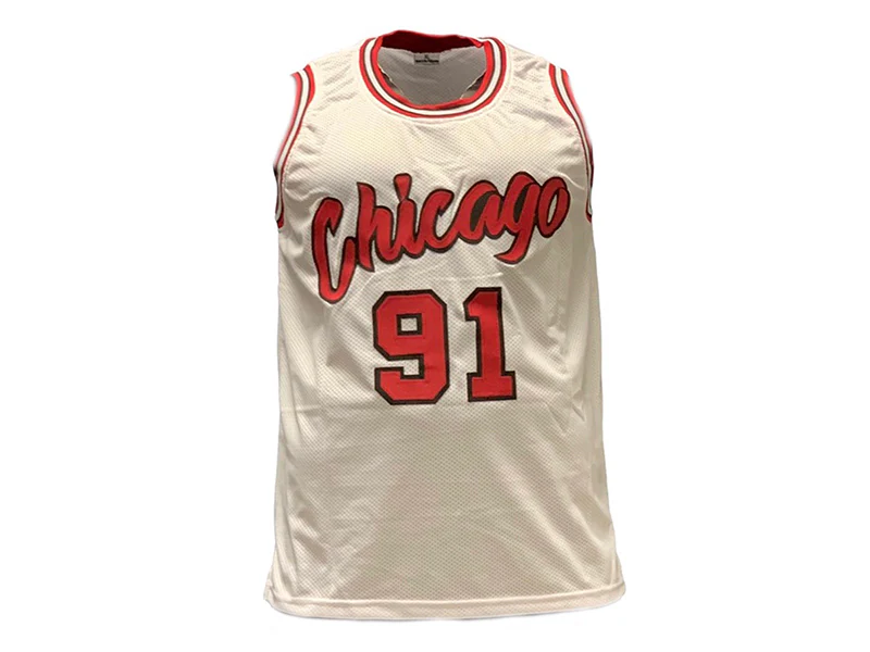 Dennis Rodman Autographed Chicago Pro Style White Basketball Jersey (JSA)