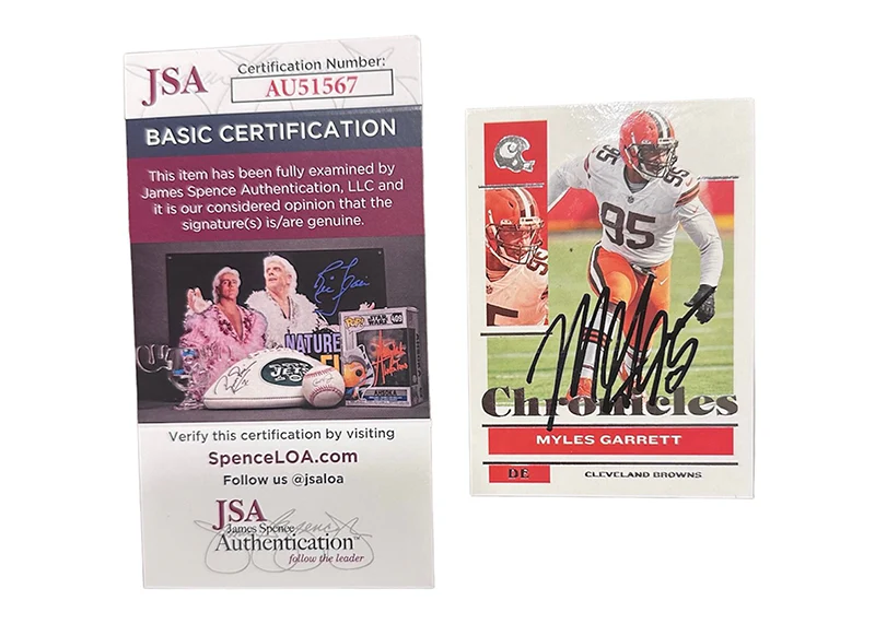 Myles Garrett Signed 2021 Panini Chronicles Football Card Base #25 JSA