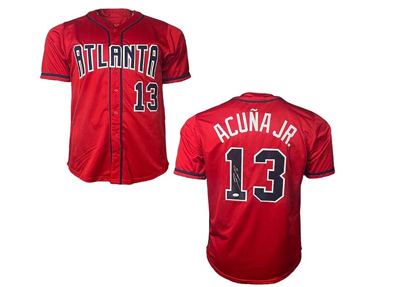 Ronald Acuna Jr. Autographed Red Atlanta Custom Baseball Jersey JSA