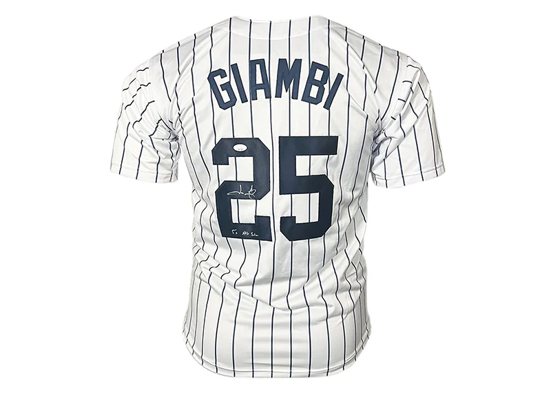 Jason Giambi Signed 5x All Star Insc Custom New York Pinstripe Jersey JSA