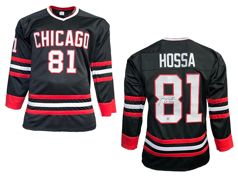Marian Hossa ��HOF-2020��Insc Autographed Black Chicago Hockey Jersey Beckett