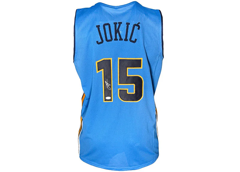 Nikola Jokic Signed Denver Light Blue Custom Basketball Jersey JSA