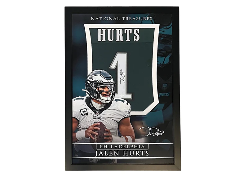 Jalen Hurts Signed 39x27 Framed Football Jersey (JSA)