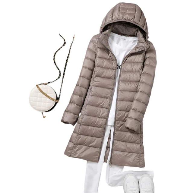Vindt?t og Stilfuld Lang Dunjakke til Hverdagsbrug