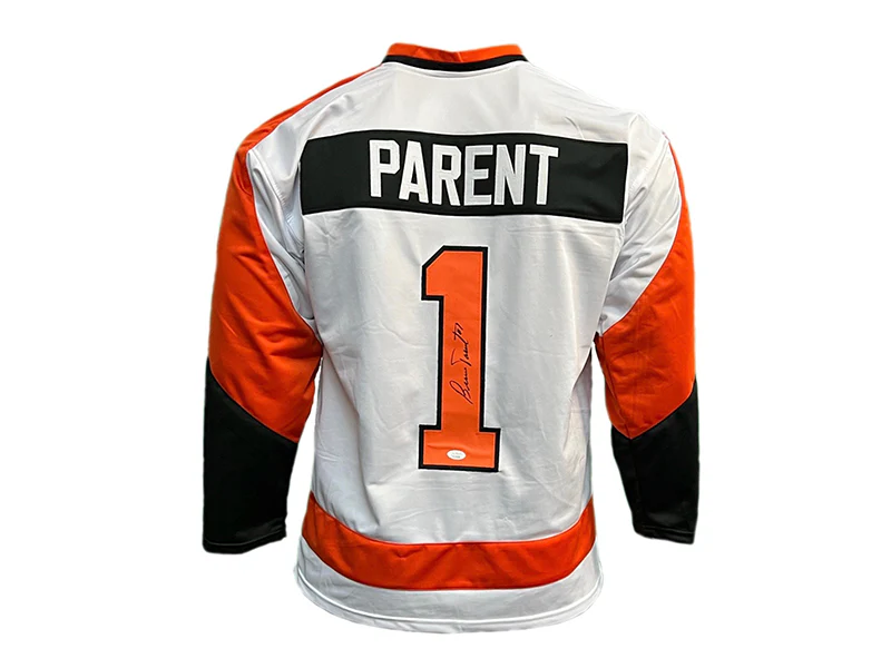 Bernie Parent Autographed White Philadelphia Hockey Jersey (JSA)