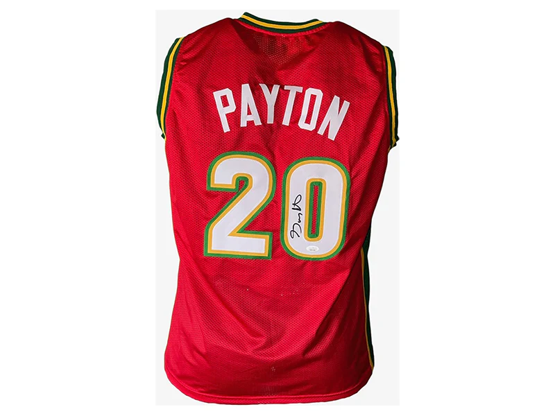 Gary Payton Autographed Seattle Pro Style Red Basketball Jersey (JSA)