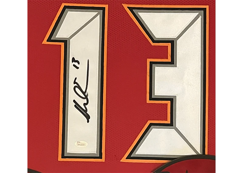 Mike Evans Signed Framed 35x44 Red Football Jersey (JSA)