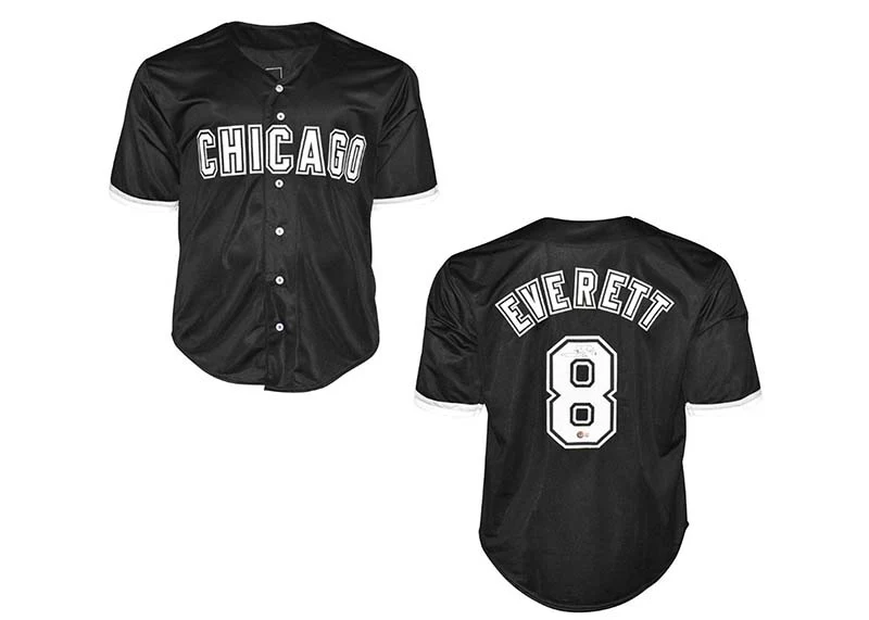Carl Everett Signed Custom Chicago Black Baseball Jersey (Beckett)
