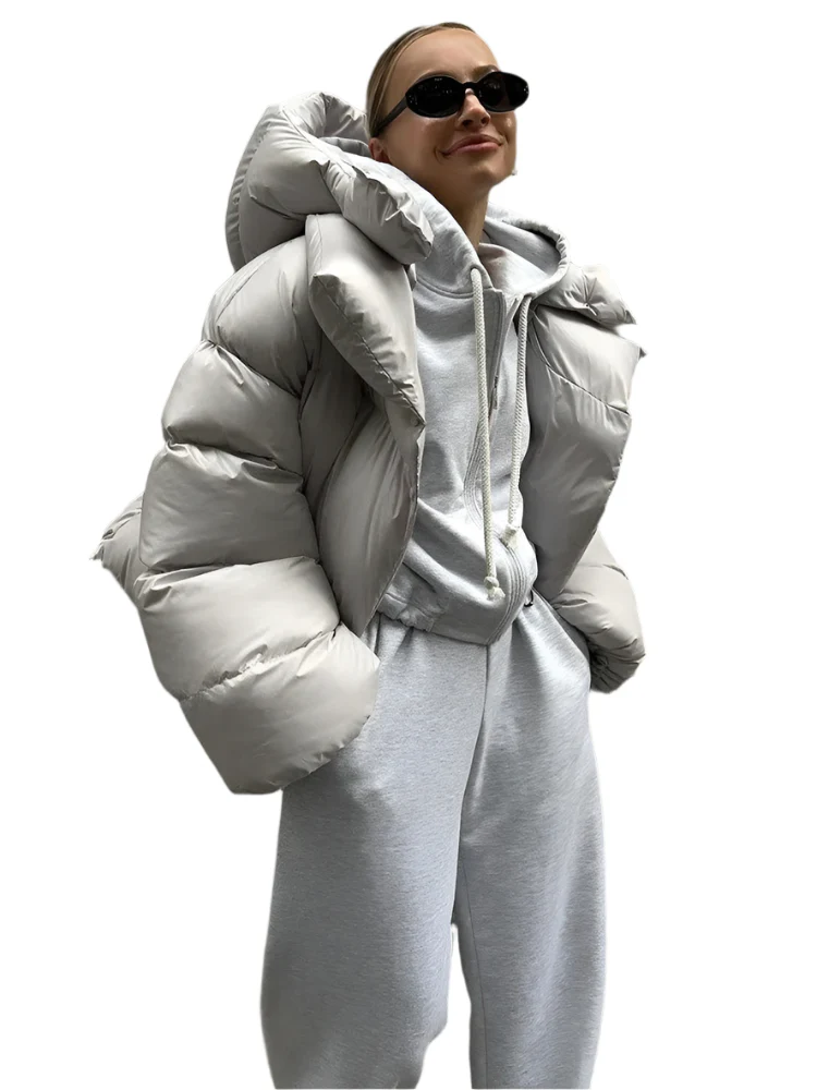 Mode og Komfort Oversized Pufferjakke med Tidsl?st Design