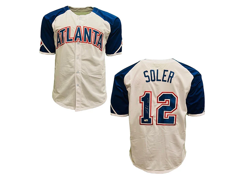 Jorge Soler Signed Custom Atlanta throwback Baseball Jersey Beckett MVP Inscription