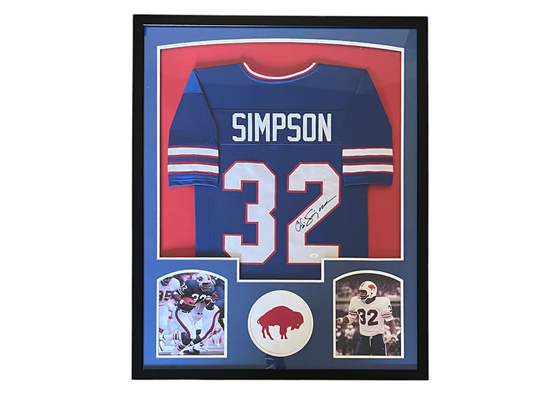 OJ Simpson Signed Buffalo Bills 34x42 Framed Football Jersey JSA