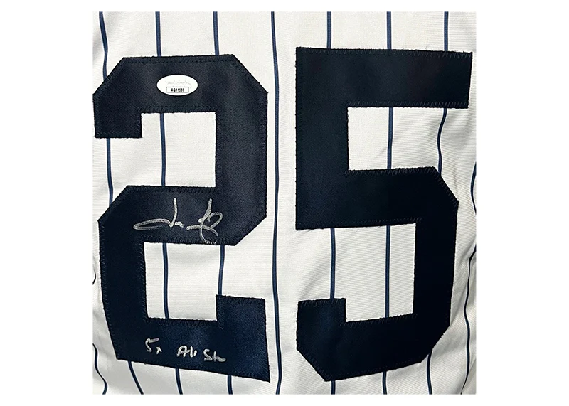 Jason Giambi Signed 5x All Star Insc Custom New York Pinstripe Jersey JSA