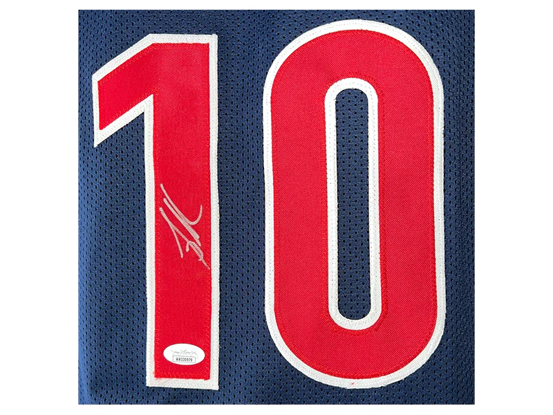 Mike Bibby Autographed Arizona College Style Blue Stats Basketball Jersey JSA