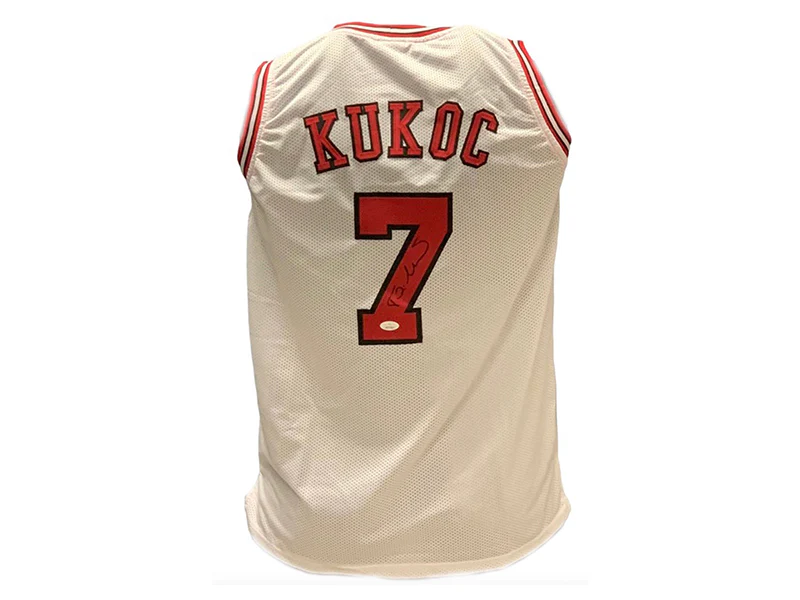 Toni Kukoc Autographed Chicago Pro Style White Basketball Jersey (JSA)