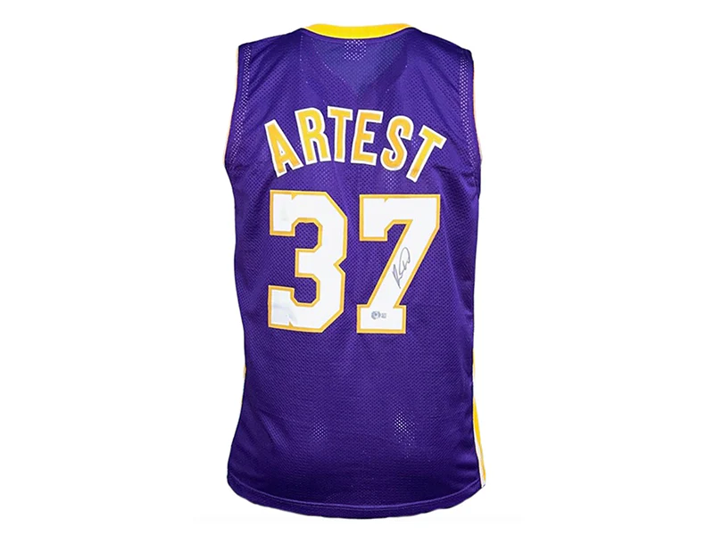 Ron Artest Autographed Pro Style Purple Basketball Jersey Beckett