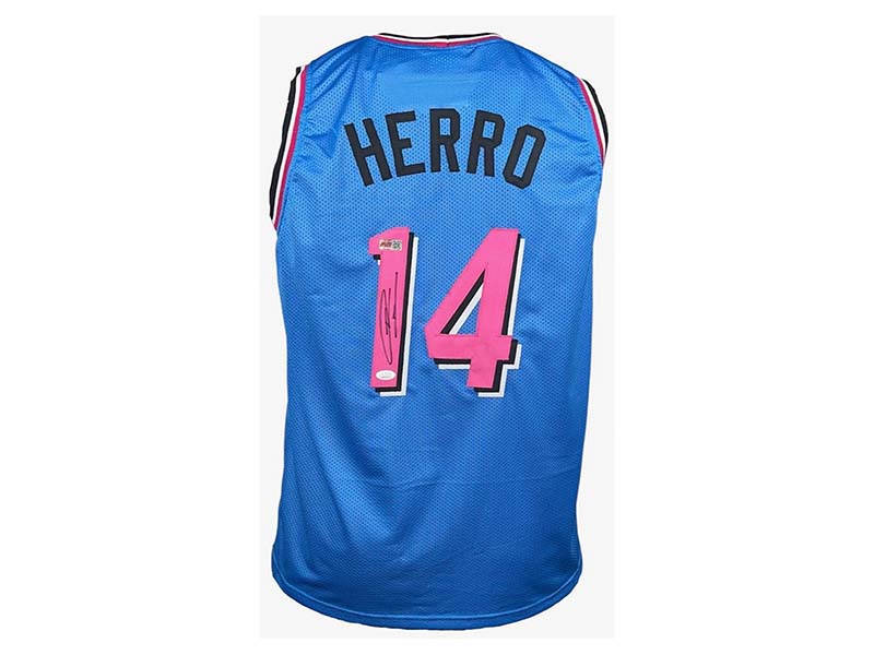 Tyler Herro Autographed Pro Style Miami Blue basketball Jersey JSA