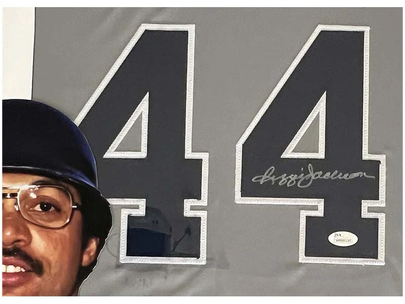 Reggie Jackson Autographed 40x27 Framed Baseball Jersey JSA