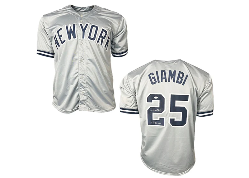 Jason Giambi Signed 5x All Star Insc Custom New York Grey Baseball Jersey JSA