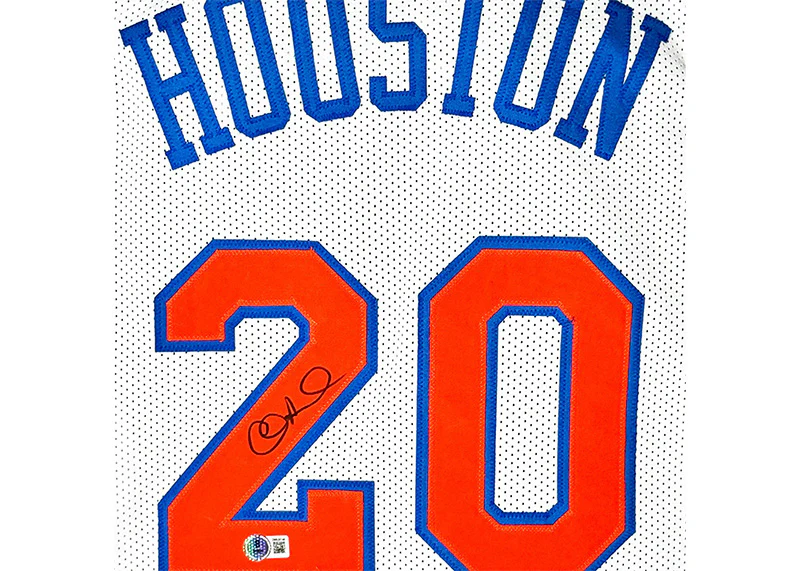 Alan Houston Signed New York White Custom Basketball Jersey Beckett