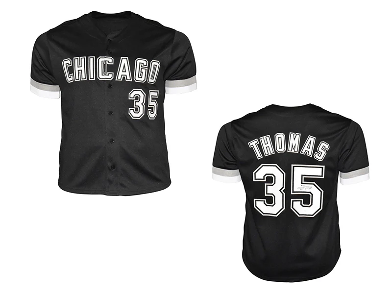 Frank Thomas Autographed Chicago Black Baseball Jersey (Beckett )