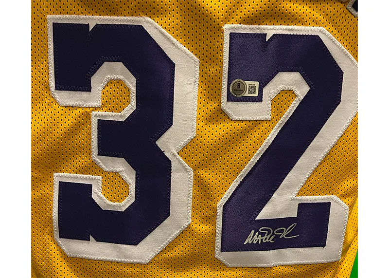 Magic Johnson Autographed Custom Yellow Basketball Jersey (Beckett)