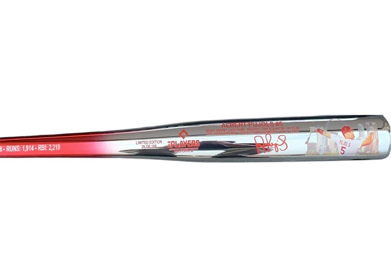 Albert Pujols Retirement & Career Stat Signed Chrome Splash Art Bat