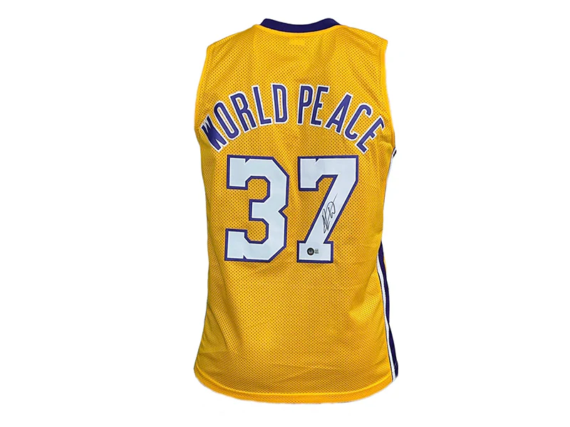Ron Artest (World Peace) Autographed Pro Style Yellow Basketball Jersey Beckett
