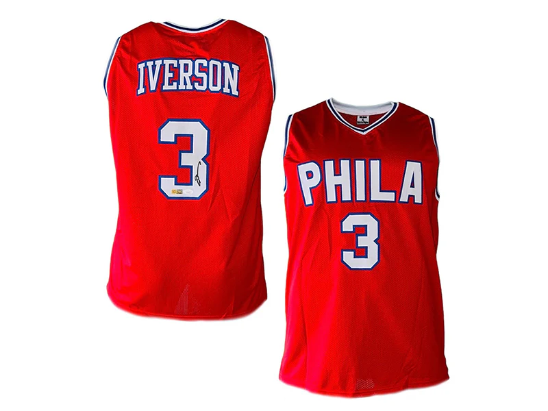 Allen Iverson Autographed Philadelphia Red Pro Style Basketball Jersey (JSA)
