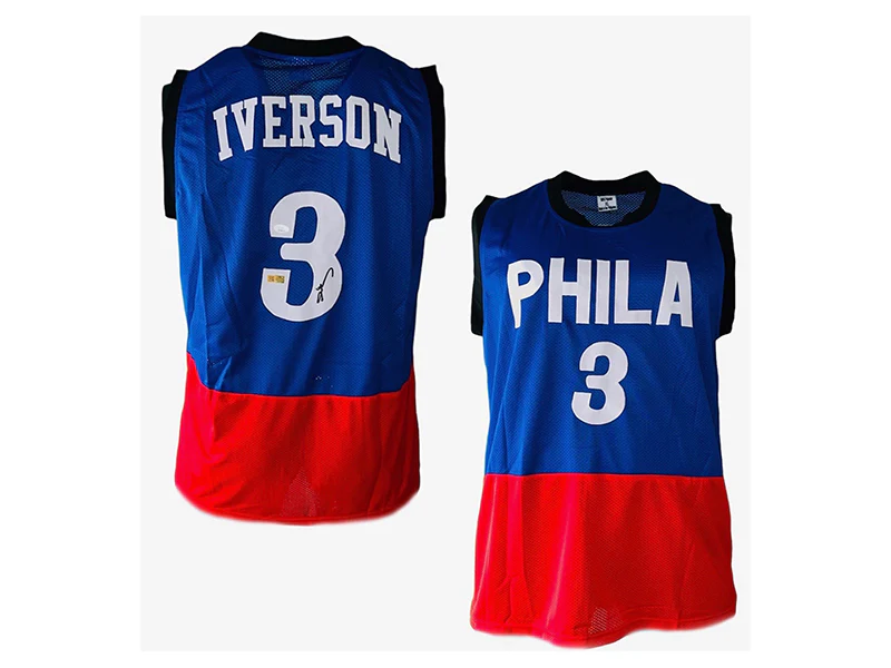 Allen Iverson Autographed Philadelphia Pro Blue 2-Tone Basketball Jersey (JSA)