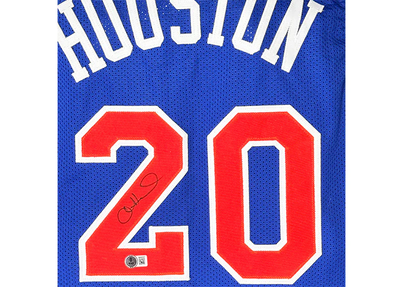 Alan Houston Signed New York Blue Custom Basketball Jersey Beckett