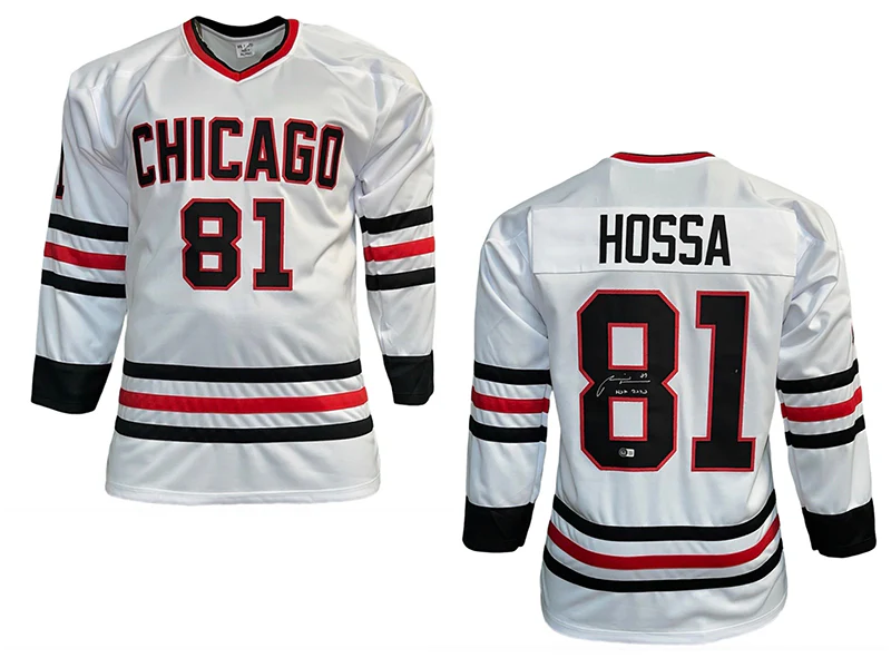 Mari��n Hossa ��HOF-2020�� Insc Autographed White Chicago  Hockey Jersey Beckett