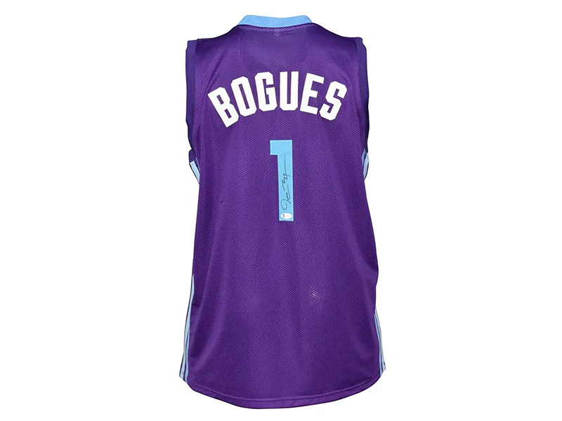 Muggsy Bogues Signed Charlotte Pro Purple Basketball Jersey (Beckett)