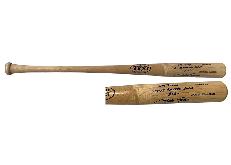 Pete Rose Signed Rawlings Blond Baseball Bat ��Mr.Trump Make America great again�� Inscription JSA