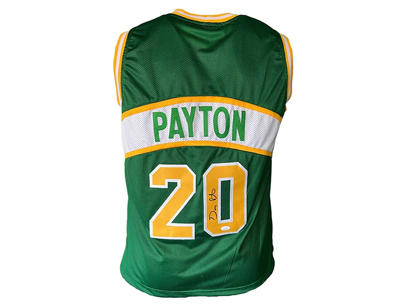 Gary Payton Autographed Seattle Pro Style Green Basketball Jersey (JSA)