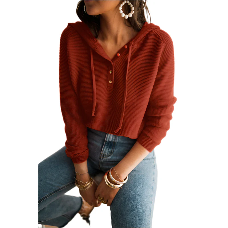 Lang?rmet Dame Hoodie | Knappelukning og Justerbar Pasform