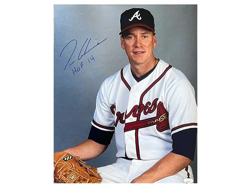 Tom Glavine Autographed Atlanta Braves 16x20 Baseball Photo (JSA) HOF 14 Insc