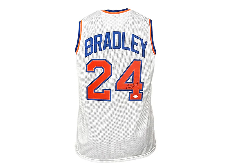 Bill Bradley Signed New York White Custom Basketball Jersey (JSA)