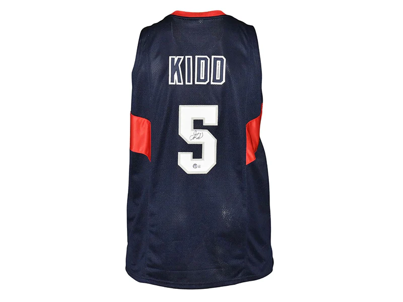 Jason Kidd USA Autographed Dark Blue Pro Style Basketball Jersey Beckett