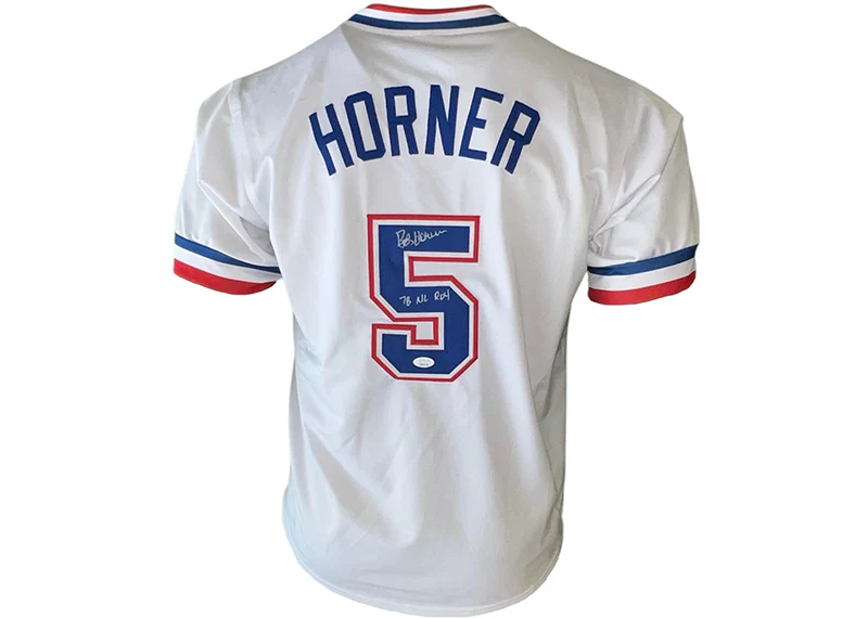 Bob Horner Signed Atlanta White Custom Throwback Baseball Jersey (JSA) Inscription