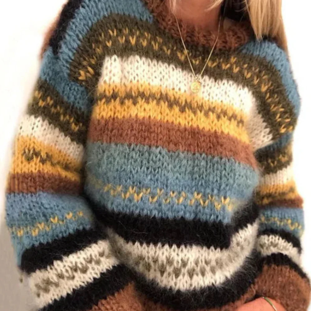 Vintage Stribet Sweater til Damer | Komfortabel & Elegant