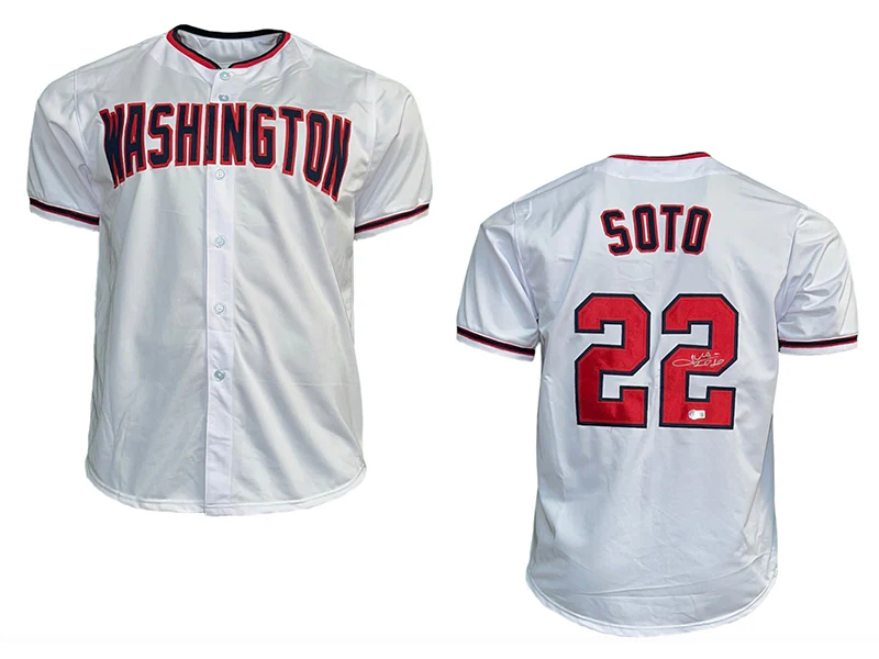 Juan Soto Autographed Washington White Pro Style Baseball Jersey Beckett