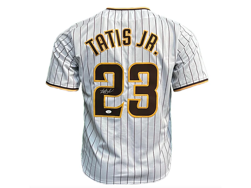 Fernando Tatis Jr Autographed San Diego Pro Style Pinstriped Jersey (JSA)