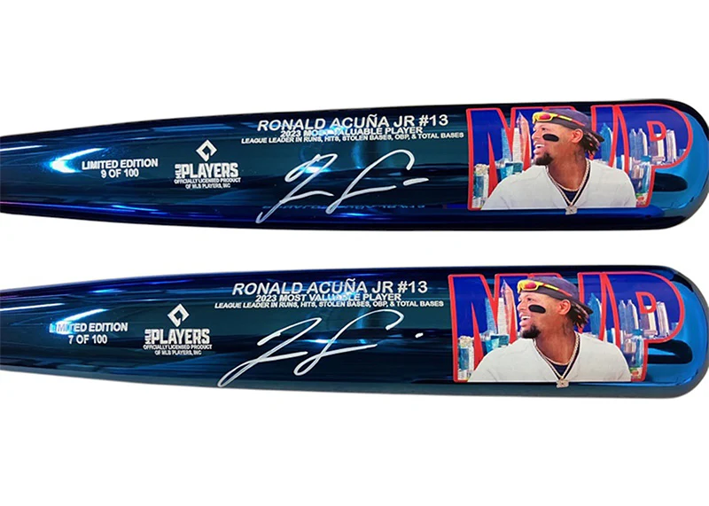 Ronald Acuna Jr Signed 2023 MVP Chrome Splash Art Bat
