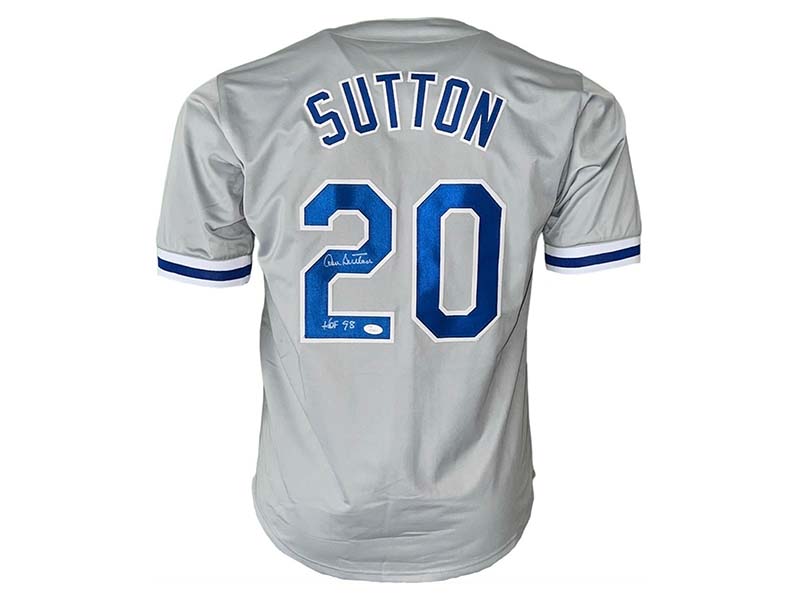 Don Sutton Autographed HOF '98 Los Angeles Pro Style Gray Baseball Jersey (JSA)