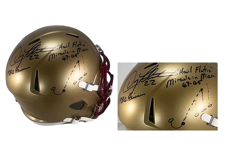Doug Flutie Signed The Play Inscription Boston College Speed Full-Size Replica Football Helmet (Beckett)