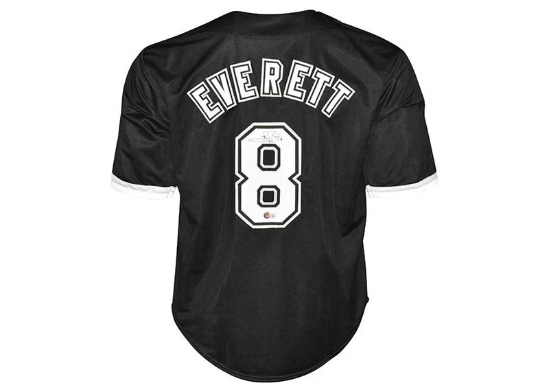 Carl Everett Signed Custom Chicago Black Baseball Jersey (Beckett)