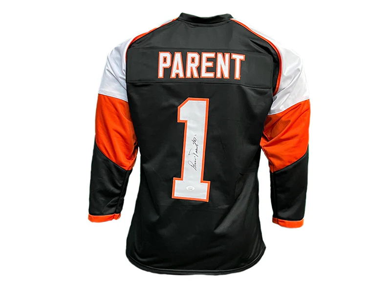 Bernie Parent Autographed Black Philadelphia Hockey Jersey (JSA)